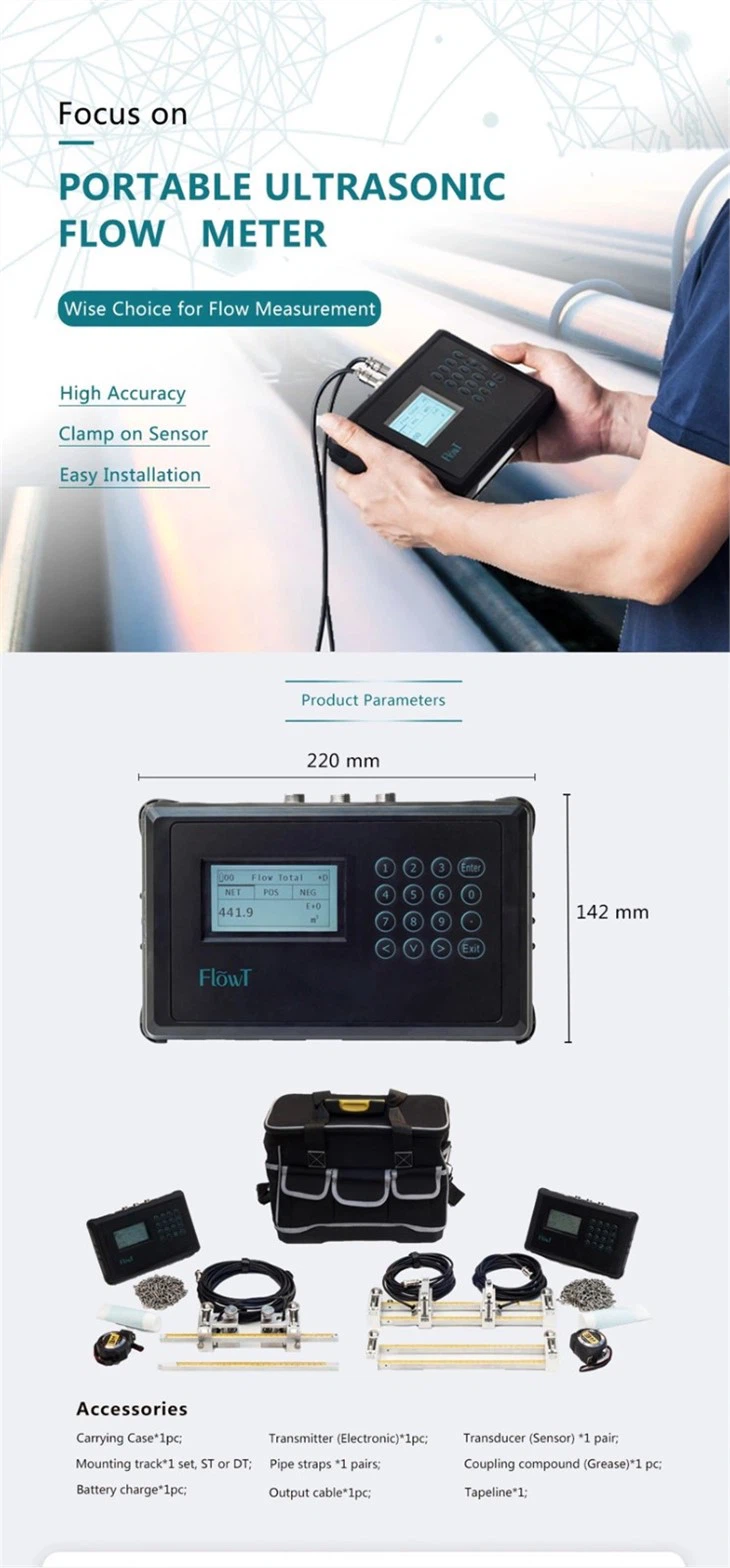 4-20mA Output Portable Clamp On Ultrasonic Flow Meter With RS485